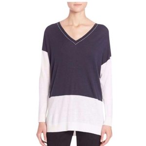 Vince Colorblock Easy Fit Coastal Blue Sweater